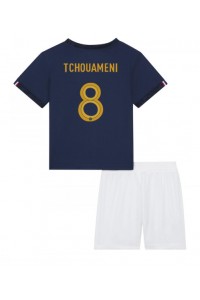 Frankrike Aurelien Tchouameni #8 Babyklær Hjemme Fotballdrakt til barn VM 2022 Korte ermer (+ Korte bukser)